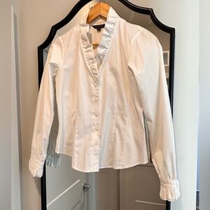Brooks Brothers Cream Ruffled Blouse
